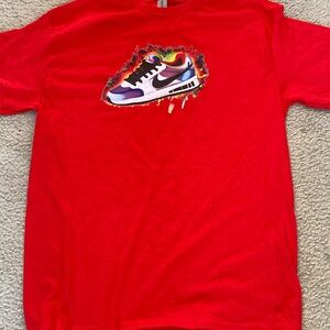 Gildan Red Sneakers Comfortable Stylish FootwearRed t shirt with Nike design